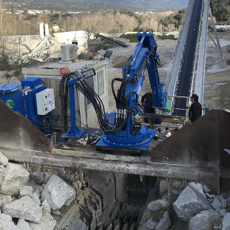 SECA Quarry, Corsica, McQuaid Engineering Pedestal Rock Breaker Boom